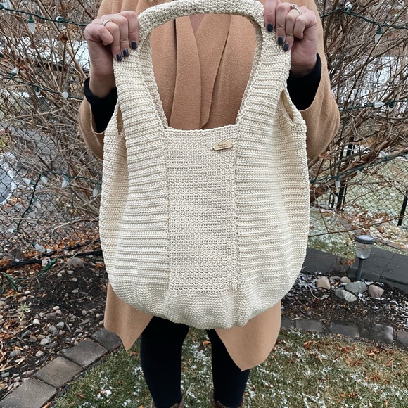 Handmade tan colour crocheted market bag. NEW - Picture 3 of 6